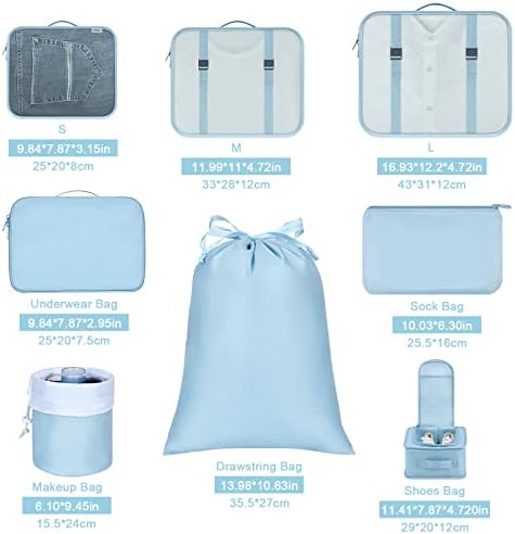 DIMJ Packing Cubes for Travel, 8Pcs Travel Cubes Set Foldable - Travel With Glen