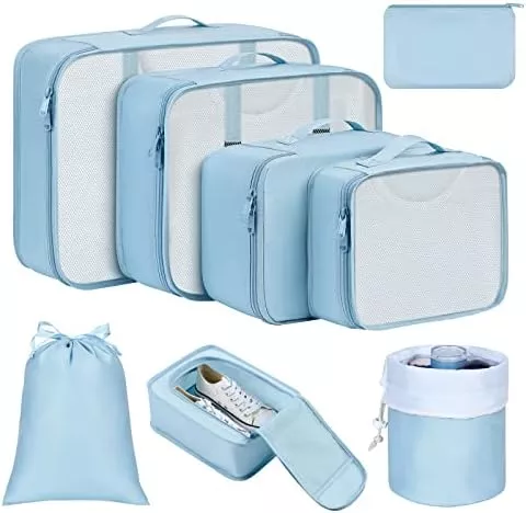 DIMJ Packing Cubes for Travel, 8Pcs Travel Cubes Set Foldable - Travel With Glen Packing cubes