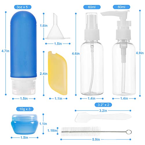 Beveetio 17 Pack Travel Bottles TSA Approved, 3OZ Leakproof Silicone - Travel With Glen