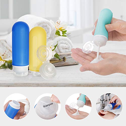 Beveetio 17 Pack Travel Bottles TSA Approved, 3OZ Leakproof Silicone - Travel With Glen