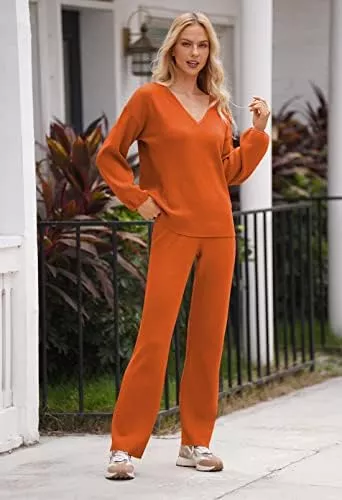 Fixmatti Women 2 Piece Knit Set Long Sleeve Pullover Sweater - Travel With Glen