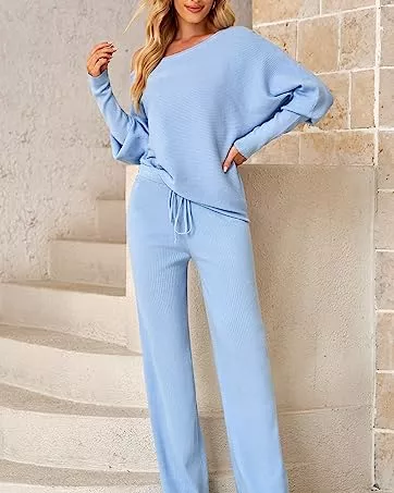 Fixmatti Women 2 Piece Knit Set Long Sleeve Pullover Sweater - Travel With Glen