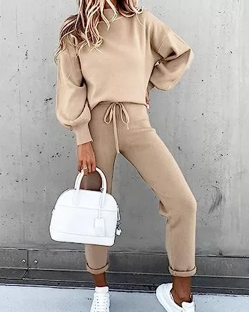 Fixmatti Women 2 Piece Knit Set Long Sleeve Pullover Sweater - Travel With Glen