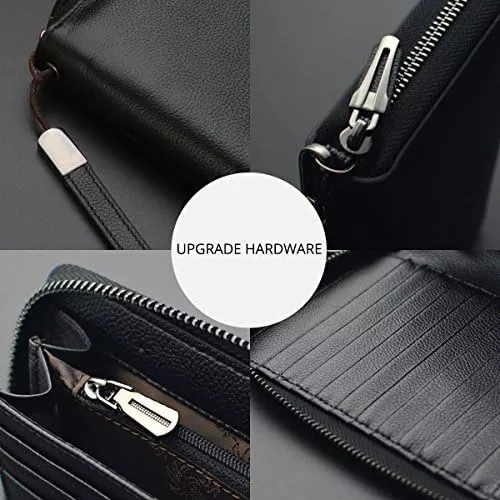 Bveyzi Women RFID Blocking Wallet Leather Zip Around Phone Clutch - Travel With Glen