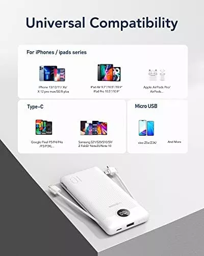 VEGER Portable Charger for iPhone Built in Cables Fast Charging - Travel With Glen