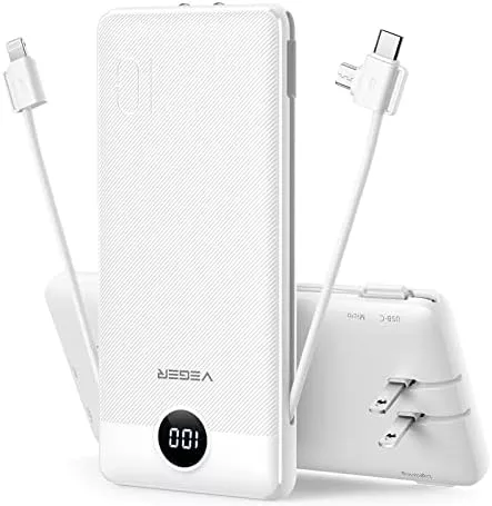 VEGER Portable Charger for iPhone Built in Cables Fast Charging - Travel With Glen Portable charger