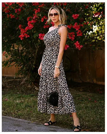 PRETTYGARDEN Women's Floral Summer Dress 2023 Knot One Shoulder Sleeveless - Travel With Glen