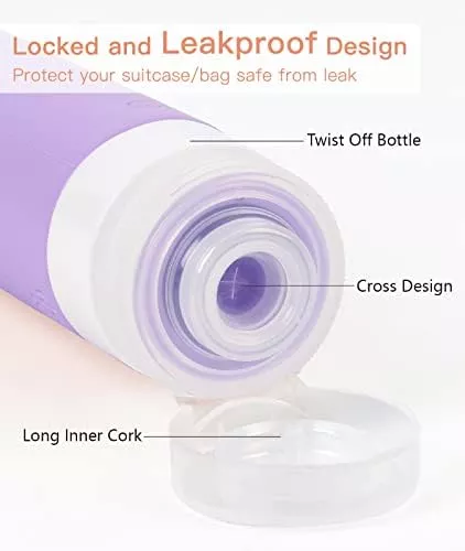 Quatish Travel Size Bottles 6 Pack, Leak Proof Travel Containers - Travel With Glen