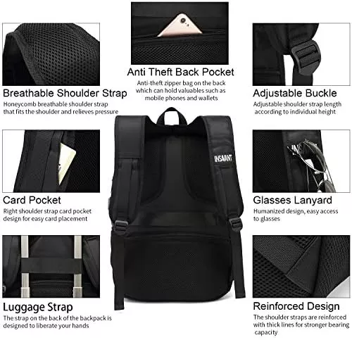 INSAVANT Laptop Backpack 17 Inch Water Resistant Backpacks Durable College - Travel With Glen