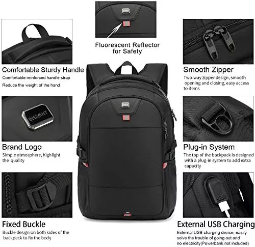 INSAVANT Laptop Backpack 17 Inch Water Resistant Backpacks Durable College - Travel With Glen