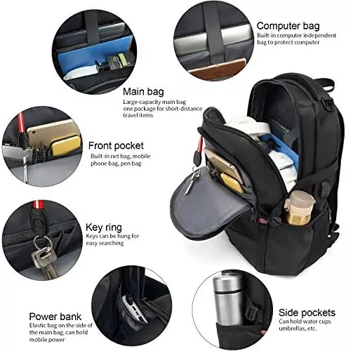 INSAVANT Laptop Backpack 17 Inch Water Resistant Backpacks Durable College - Travel With Glen