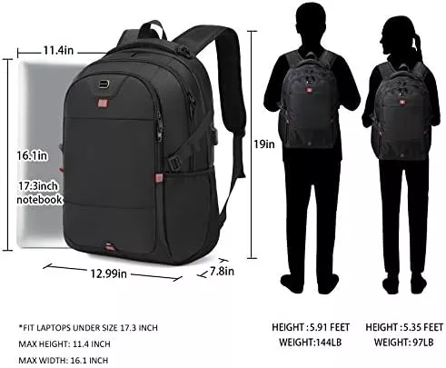 INSAVANT Laptop Backpack 17 Inch Water Resistant Backpacks Durable College - Travel With Glen