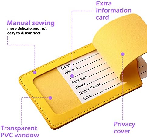 8 Pieces PU Leather Luggage Bag Case Tags PU Leather - Travel With Glen