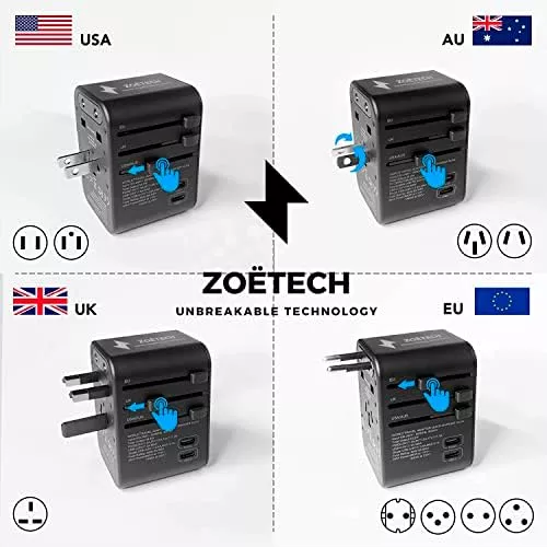ZOËTECH 35.5W Quick Charge 3 Fast USB, ELECTRIC, 2 PD - Travel With Glen