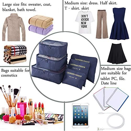 M-jump 6 Set Travel Luggage Organizer Packing Cubes, Laundry Bags - Travel With Glen