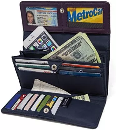 Nautica Money Manager RFID Women’s Wallet Clutch Organizer (Plum) - Travel With Glen