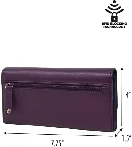 Nautica Money Manager RFID Women’s Wallet Clutch Organizer (Plum) - Travel With Glen