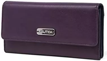 Nautica Money Manager RFID Women’s Wallet Clutch Organizer (Plum) - Travel With Glen RFID blocking wallet