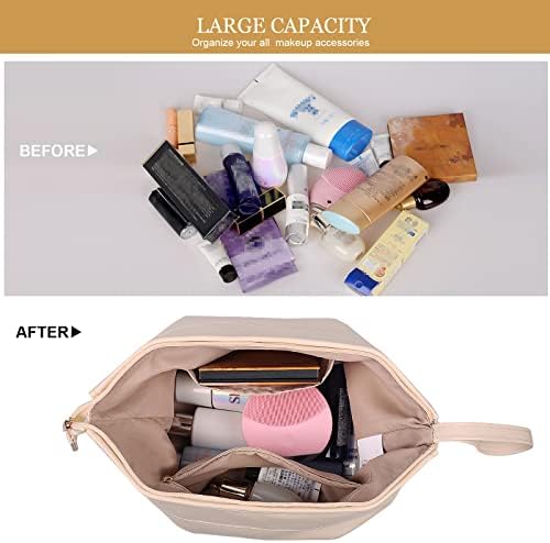 Abiudeng Makeup Bag, Double Layer, Portable Travel Leather Roomy Toiletry - Travel With Glen