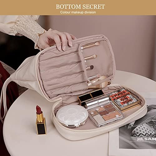 Abiudeng Makeup Bag, Double Layer, Portable Travel Leather Roomy Toiletry - Travel With Glen