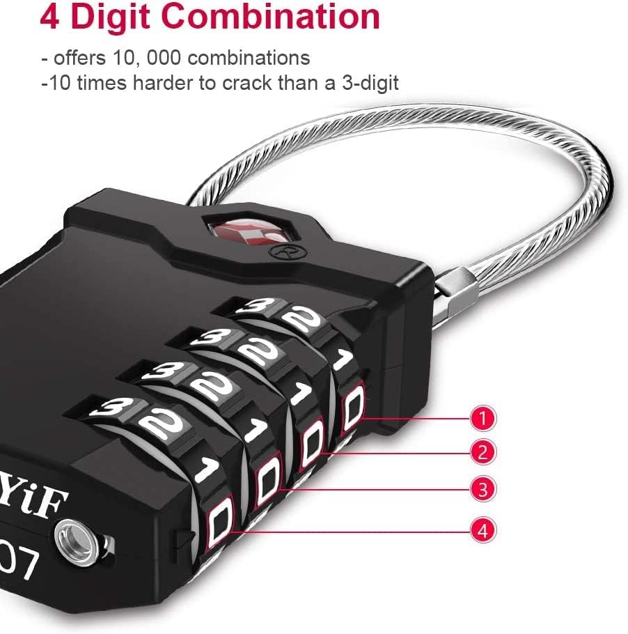 ZHEGE Luggage Locks TSA Approved Cable Lock Flexible, 4 Digit - Travel With Glen