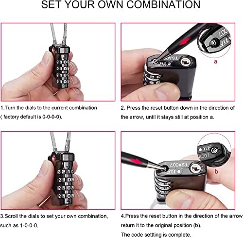 ZHEGE Luggage Locks TSA Approved Cable Lock Flexible, 4 Digit - Travel With Glen