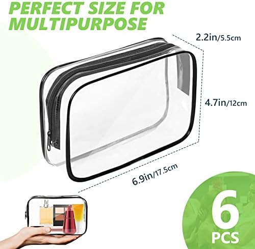 AURUZA 6 PACK Clear Toiletry Bag, TSA Approved Cosmetic Makeup - Travel With Glen