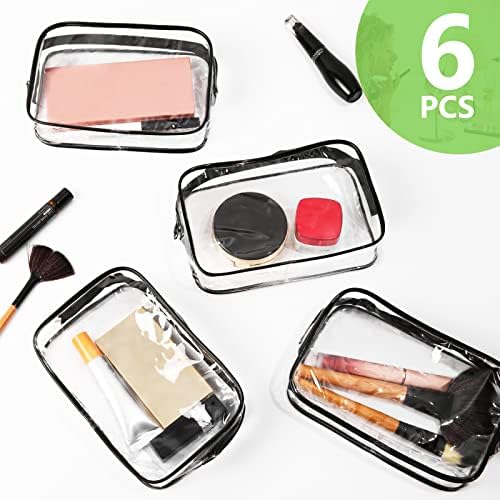 AURUZA 6 PACK Clear Toiletry Bag, TSA Approved Cosmetic Makeup - Travel With Glen