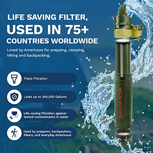 Survivor Filter Personal Water Purifier Survival Straw - Lightweight and - Travel With Glen