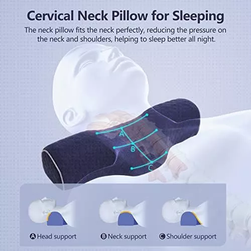 SoftSense Cervical Neck Pillow for Sleeping, Memory Foam Pillow Neck - Travel With Glen