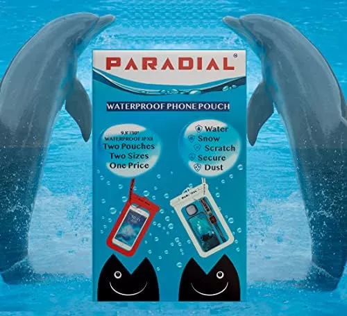 2 Pack Waterproof Cell Phone Pouches, Large & Standard. Case - Travel With Glen