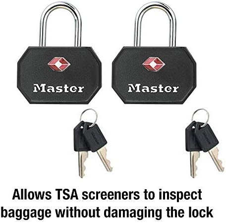Master Lock 4681TBLK TSA Approved Luggage Lock with Key, 2 - Travel With Glen