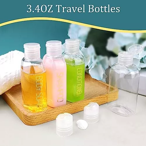 Cosywell Travel Size Toiletries Plastic Squeeze Bottles 4pcs 3.4 oz - Travel With Glen