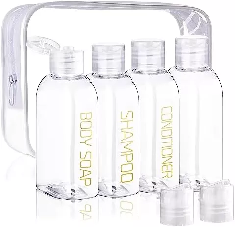 Cosywell Travel Size Toiletries Plastic Squeeze Bottles 4pcs 3.4 oz - Travel With Glen