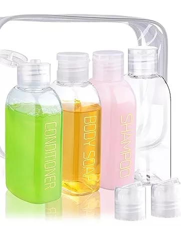 Cosywell Travel Size Toiletries Plastic Squeeze Bottles 4pcs 3.4 oz - Travel With Glen