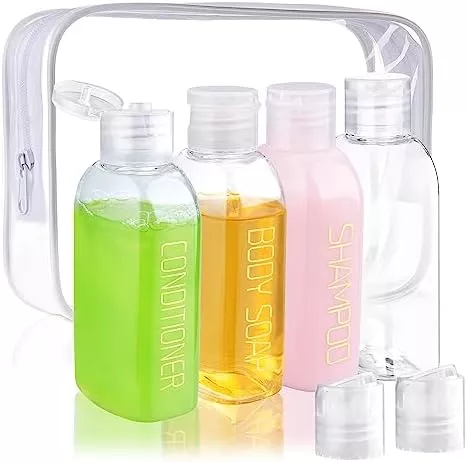 Cosywell Travel Size Toiletries Plastic Squeeze Bottles 4pcs 3.4 oz - Travel With Glen Travel bottles