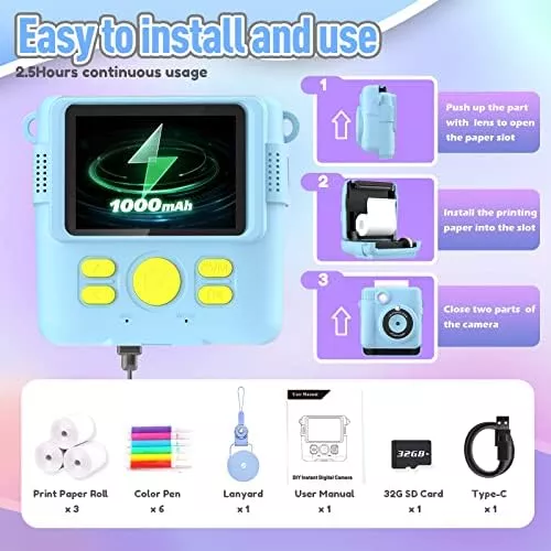 ESOXOFFORE Kids Camera Instant Print, Christmas Birthday Gifts for Kids - Travel With Glen