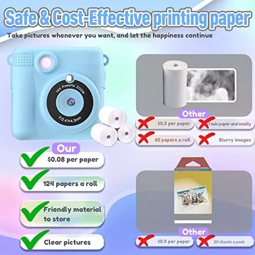 ESOXOFFORE Kids Camera Instant Print, Christmas Birthday Gifts for Kids - Travel With Glen