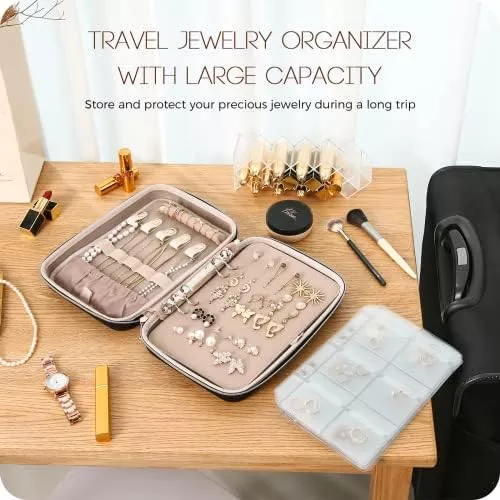 ProCase Large Travel Jewelry Organizer Case, Jewellry Home Storage Book - Travel With Glen