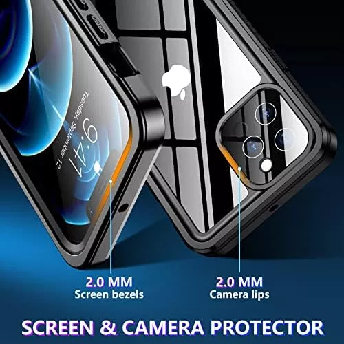 2023 New for iPhone 12 Pro Case Waterproof,[Glass Camera Protector - Travel With Glen