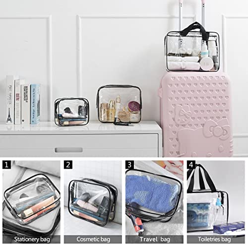 3Pcs Crystal Clear PVC Travel Toiletry Bag Kit for Women - Travel With Glen