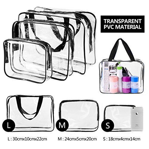 3Pcs Crystal Clear PVC Travel Toiletry Bag Kit for Women - Travel With Glen