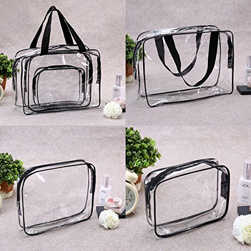 3Pcs Crystal Clear PVC Travel Toiletry Bag Kit for Women - Travel With Glen