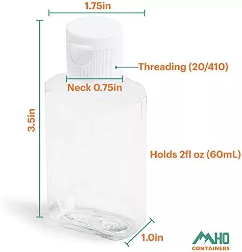 MHO Containers | Empty Clear Travel Refillable Flip-Top Bottles - - Travel With Glen