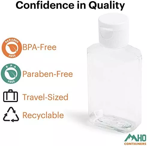 MHO Containers | Empty Clear Travel Refillable Flip-Top Bottles - - Travel With Glen