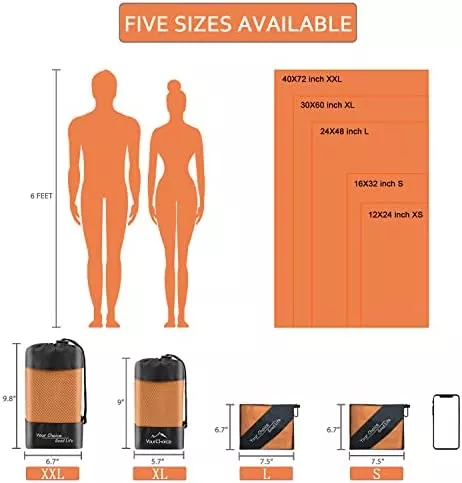 Your Choice 2 Pack Microfiber Travel Towel (60x30 and 12x24 - Travel With Glen