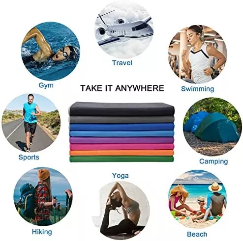 Your Choice 2 Pack Microfiber Travel Towel (60x30 and 12x24 - Travel With Glen