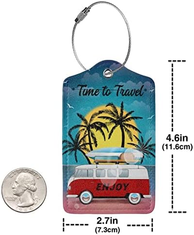 Time to Travel Luggage Tag Set of 2 Leather Luggage - Travel With Glen