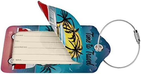 Time to Travel Luggage Tag Set of 2 Leather Luggage - Travel With Glen