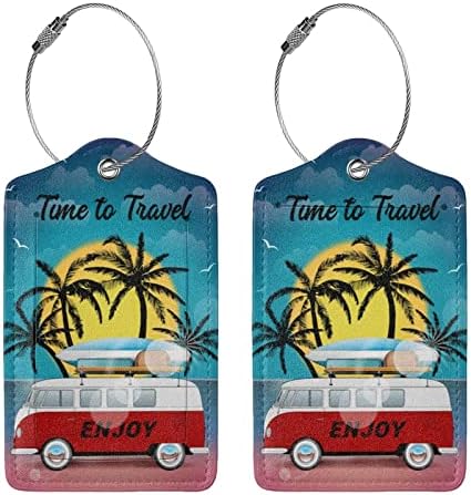 Time to Travel Luggage Tag Set of 2 Leather Luggage - Travel With Glen